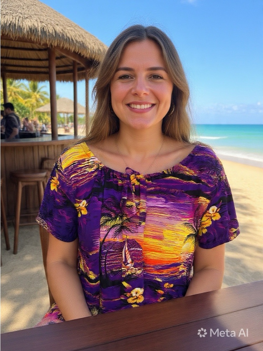 Women's Purple Tropical Print Off-Shoulder Hawaiian Blouse